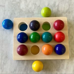 Montessori Rainbow Wood Balls with Sorting Board